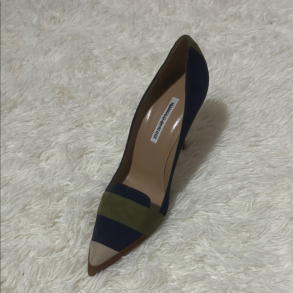 Manolo Blahnik Green and Blue Heels
